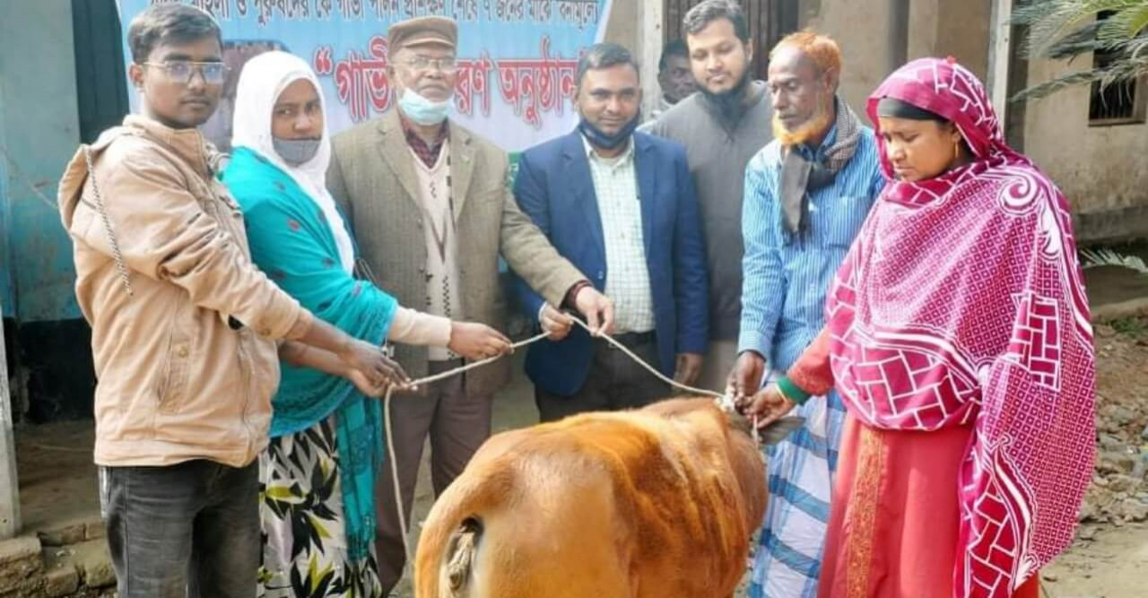 শেরপুরে গরীবদের মাঝে বিনামূল্যে গাভী বিতরণ
