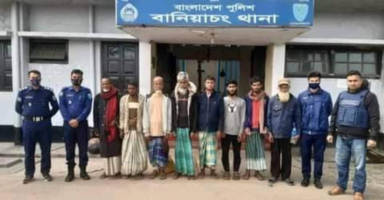 বানিয়াচং থানা পুলিশের অভিযানে সাজাপ্রাপ্ত আসামীসহ ৮জন গ্রেফতার