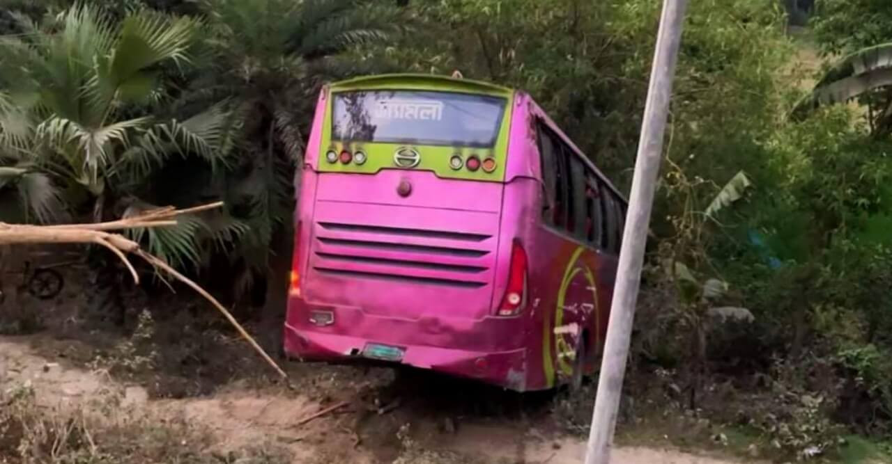 গুরুদাসপুরে যাত্রীবাহী শ্যামলী পরিবহন খাদে, আহত ২৫