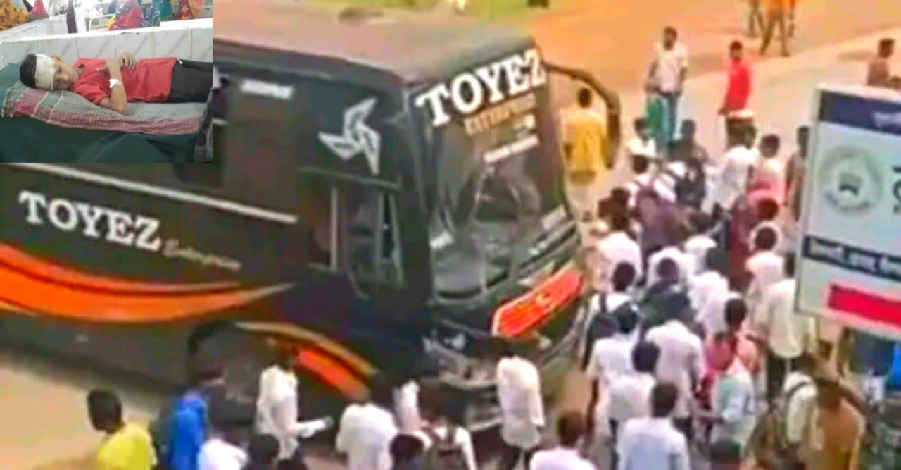 ডোমারে বাসের ধাক্কায় স্কুলছাত্র গুরুতর আহত